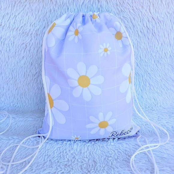 Mochila Saco Personalizada Margaridas Lilas