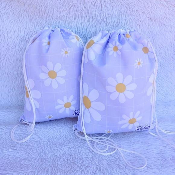 Mochila Saco Personalizada Margaridas Lilas