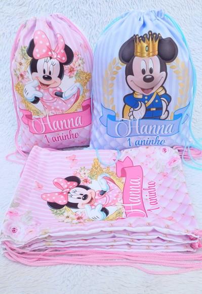 Mochila Saco Personalizada Minnie Rosa