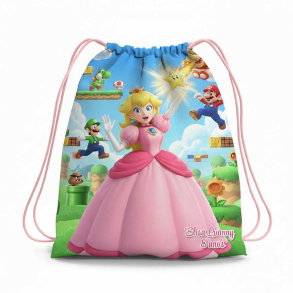 Mochila Saco Personalizada Princesa Peach Mario Bros