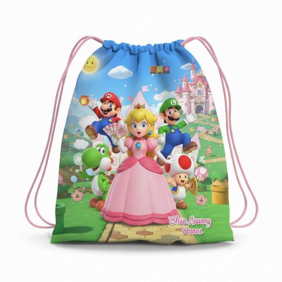 Mochila Saco Personalizada Princesa Peach Mario Bros