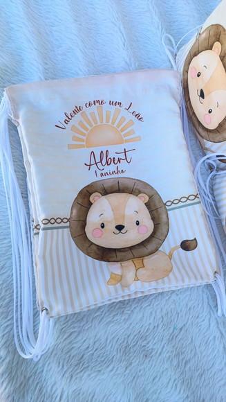 Mochila Saco Personalizada Valente Como Um Leão
