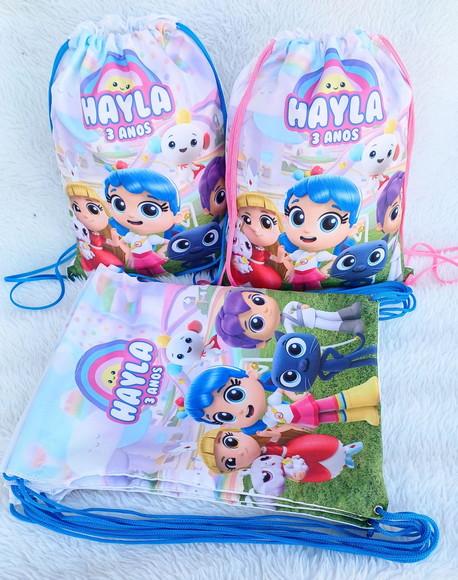 Mochila Saco Personalizada Vera no Reino do Arco-íris