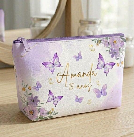 Necessarie Personalizada 15 Anos Borboletas Lilas 17x15