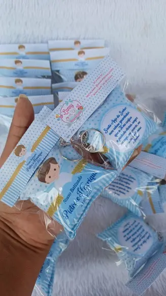 Almochaveiro Personalizado Batizado Azul Menino