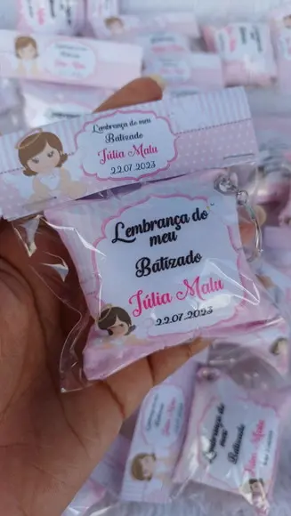 Almochaveiro Personalizado Batizado Rosa Menina