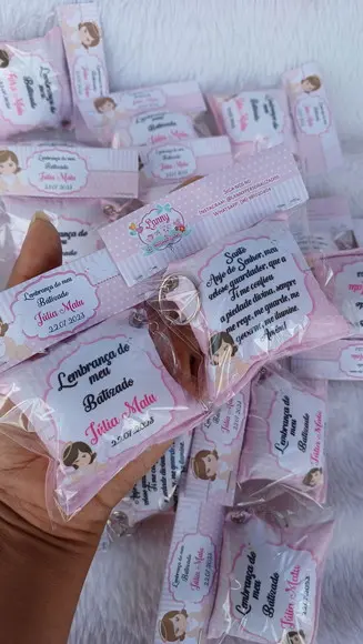 Almochaveiro Personalizado Batizado Rosa Menina