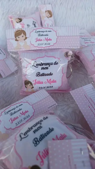 Almochaveiro Personalizado Batizado Rosa Menina