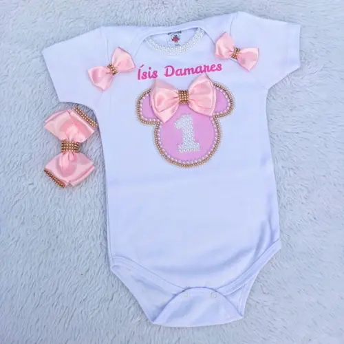 Body Minnie Rosa 1 Ano