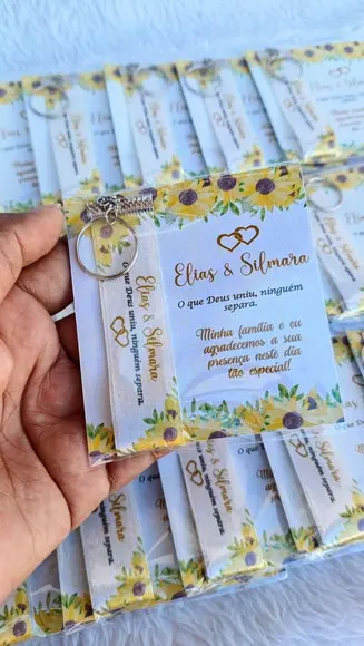 Chaveiro Personalizado Girassol Casamento
