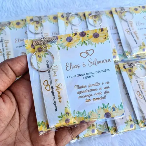 Chaveiro Personalizado Girassol Casamento
