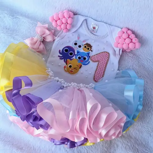 Conjunto Tutu Luxo Bolofofos de Rn até 2 Anos