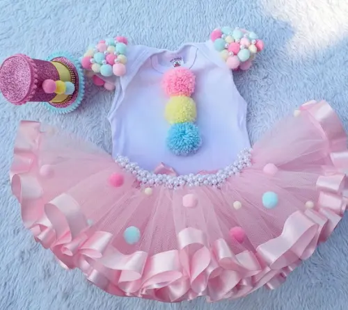 Conjunto Tutu Luxo Palhacinha Circo Rosa até 2 Anos