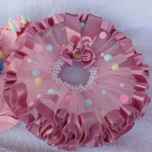 Conjunto Tutu Luxo Palhacinha Circo Rosa até 2 Anos