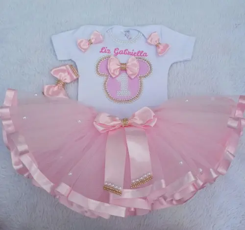 Conjunto Tutu Minnie Rosa Realeza