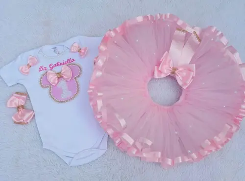 Conjunto Tutu Minnie Rosa Realeza