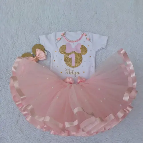 Conjunto Tutu Minnie Rosa Realeza