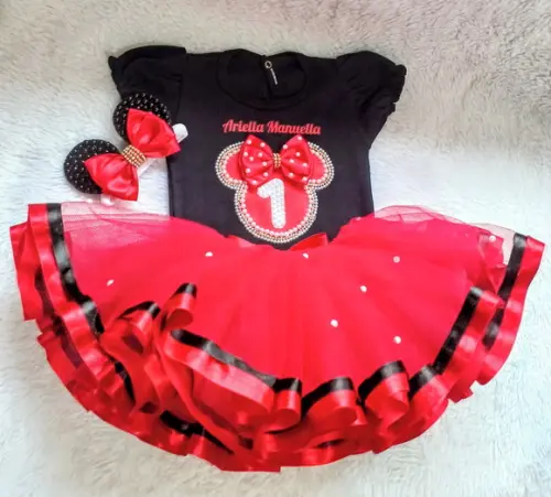 Conjunto Tutu Minnie Vermelha