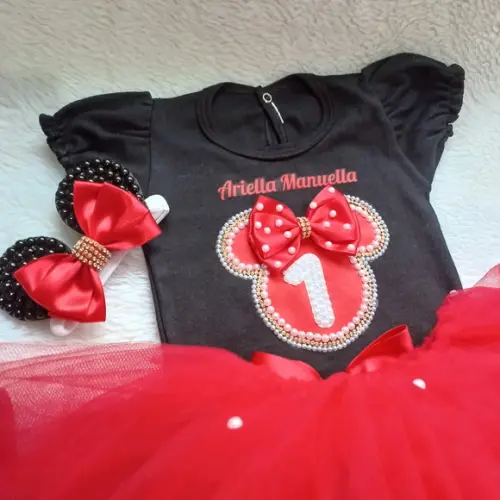 Conjunto Tutu Minnie Vermelha
