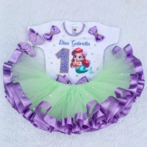 Conjunto Tutu Sereia Ariel Baby