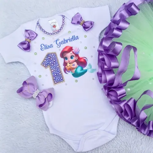 Conjunto Tutu Sereia Ariel Baby