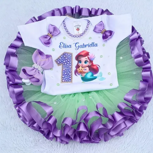 Conjunto Tutu Sereia Ariel Baby