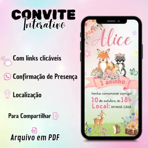 Convite Interativo Bosque Encantado