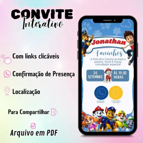 Convite Interativo Patrulha Canina