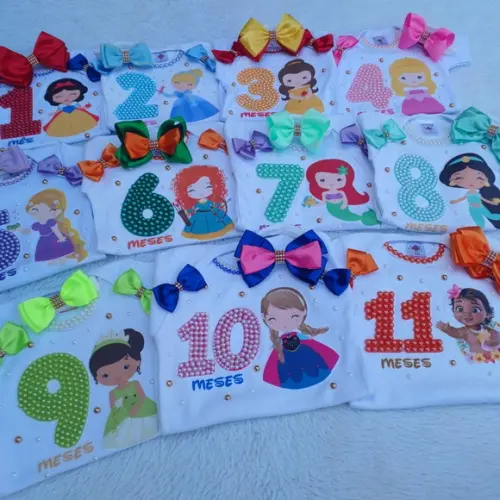 Kit 12 Bodys Mesvesario Princesas