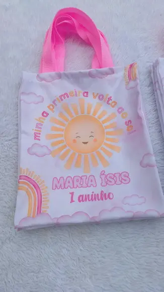 Lembrancinha Ecobag Minha Primeira Volta ao Sol