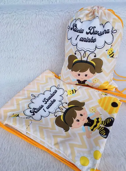 Mochila Saco Personalizada Abelhinha
