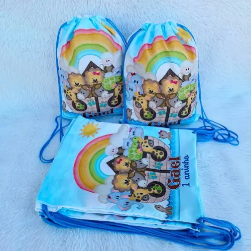Mochila Saco Personalizada Arca de Noé Baby