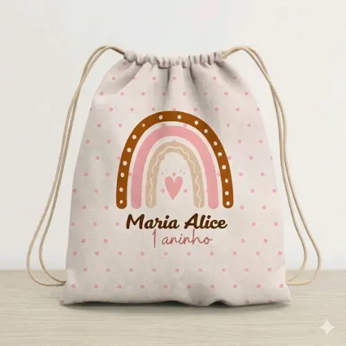 Mochila Saco Personalizada Arco-íris Boho