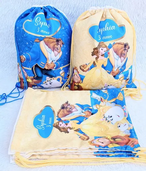 Mochila Saco Personalizada Bela e a Fera