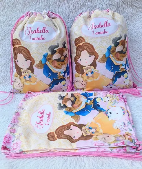 Mochila Saco Personalizada Bela e a Fera