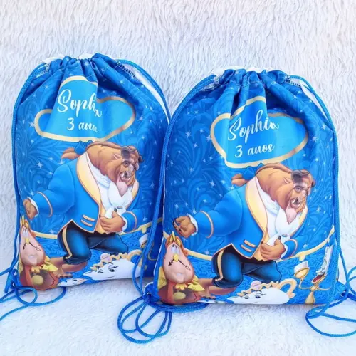 Mochila Saco Personalizada Bela e a Fera