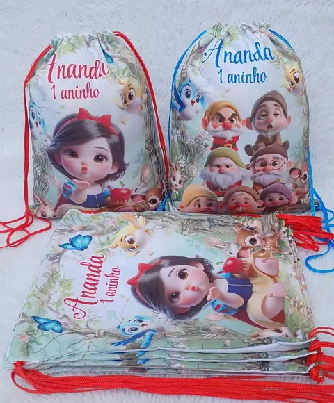 Mochila Saco Personalizada Branca de Neve