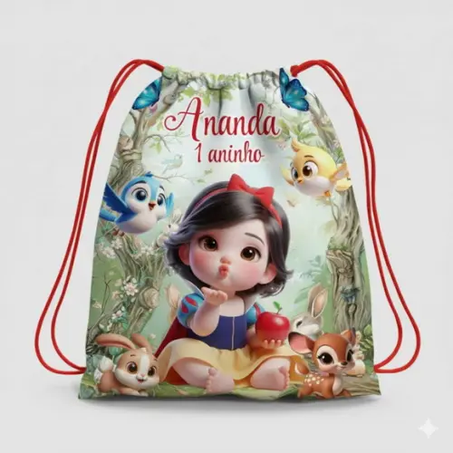 Mochila Saco Personalizada Branca de Neve