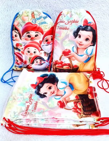 Mochila Saco Personalizada Branca de Neve