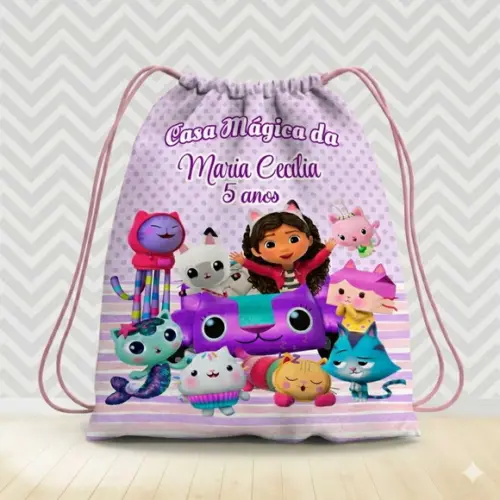 Mochila Saco Personalizada Casa Magica da Gabby