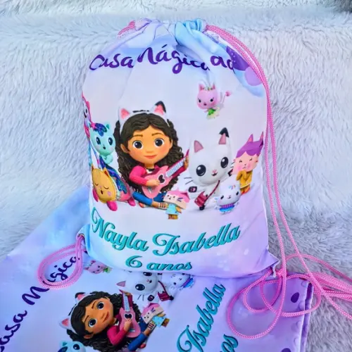 Mochila Saco Personalizada Casa Mágica da Gaby