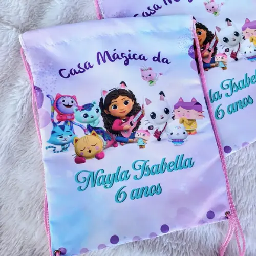 Mochila Saco Personalizada Casa Mágica da Gaby