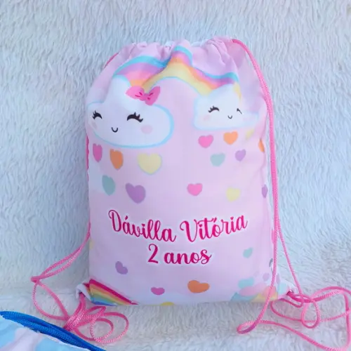 Mochila Saco Personalizada Chuva de Bênçãos