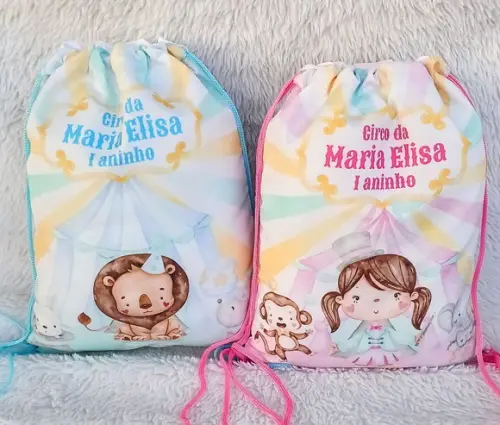 Mochila Saco Personalizada Circo Rosa