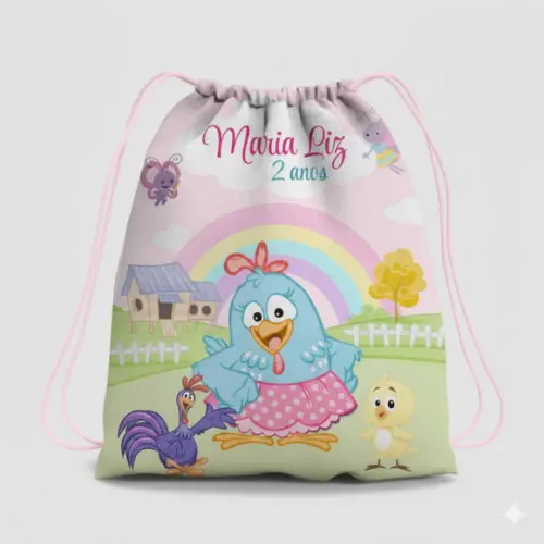 Mochila Saco Personalizada Galinha Pintadinha