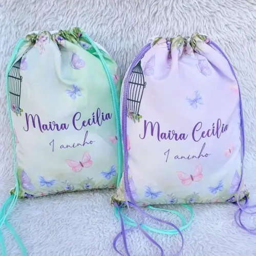 Mochila Saco Personalizada Jardim das Borboletas