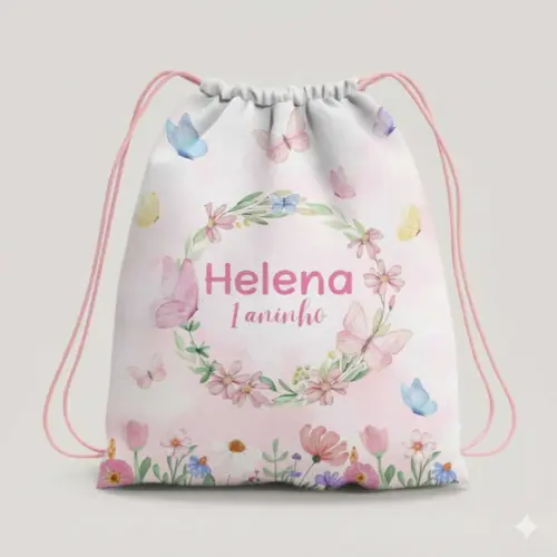 Mochila Saco Personalizada Jardim de Borboletas