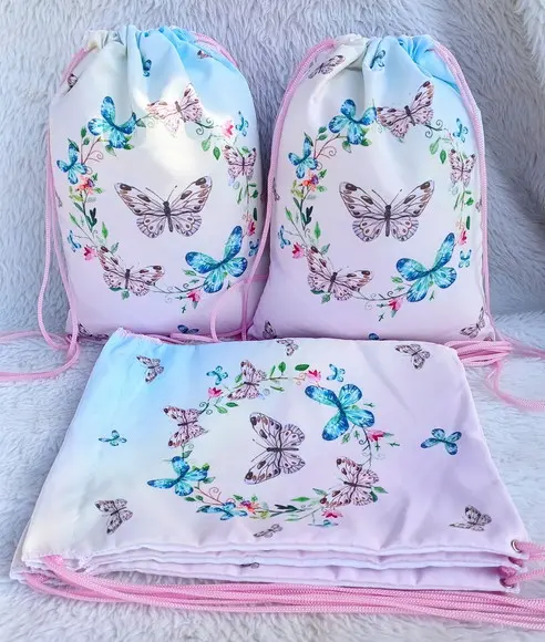 Mochila Saco Personalizada Jardim das Borboletas