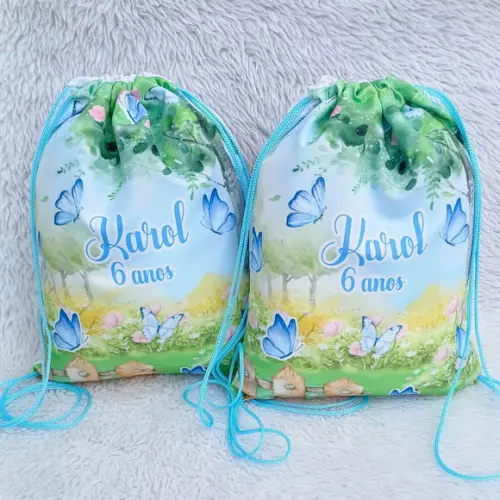 Mochila Saco Personalizada Jardim de Borboletas