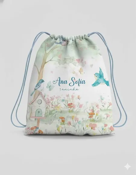 Mochila Saco Personalizada Jardim Encantado